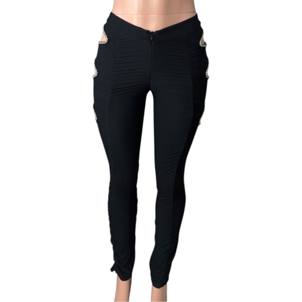 NWT I.AM.GIA Women’s Black Lovedoll Rhinestone Diamond
Ruched Skinny Pants - Picture 6 of 11